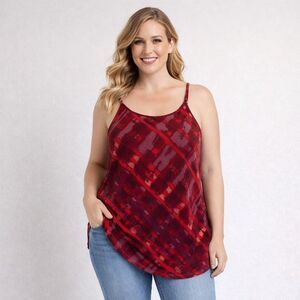 Cabi Womens Top M Red Cherish Layered Lined Sleeveless Cami Tank Shirt #3086